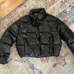 Zara pleather puffer coat